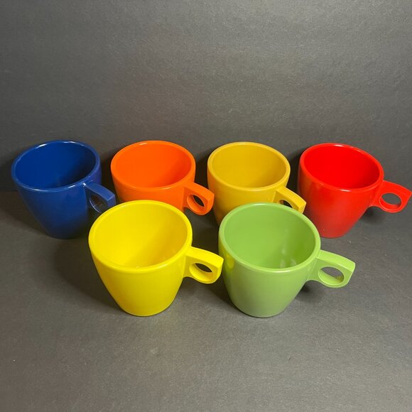 VTG RARE Boonton 2 Tier Tid-Bit Carousel Drink Caddy w/ 6 Colorful Melamine Mugs - Picture 7 of 9